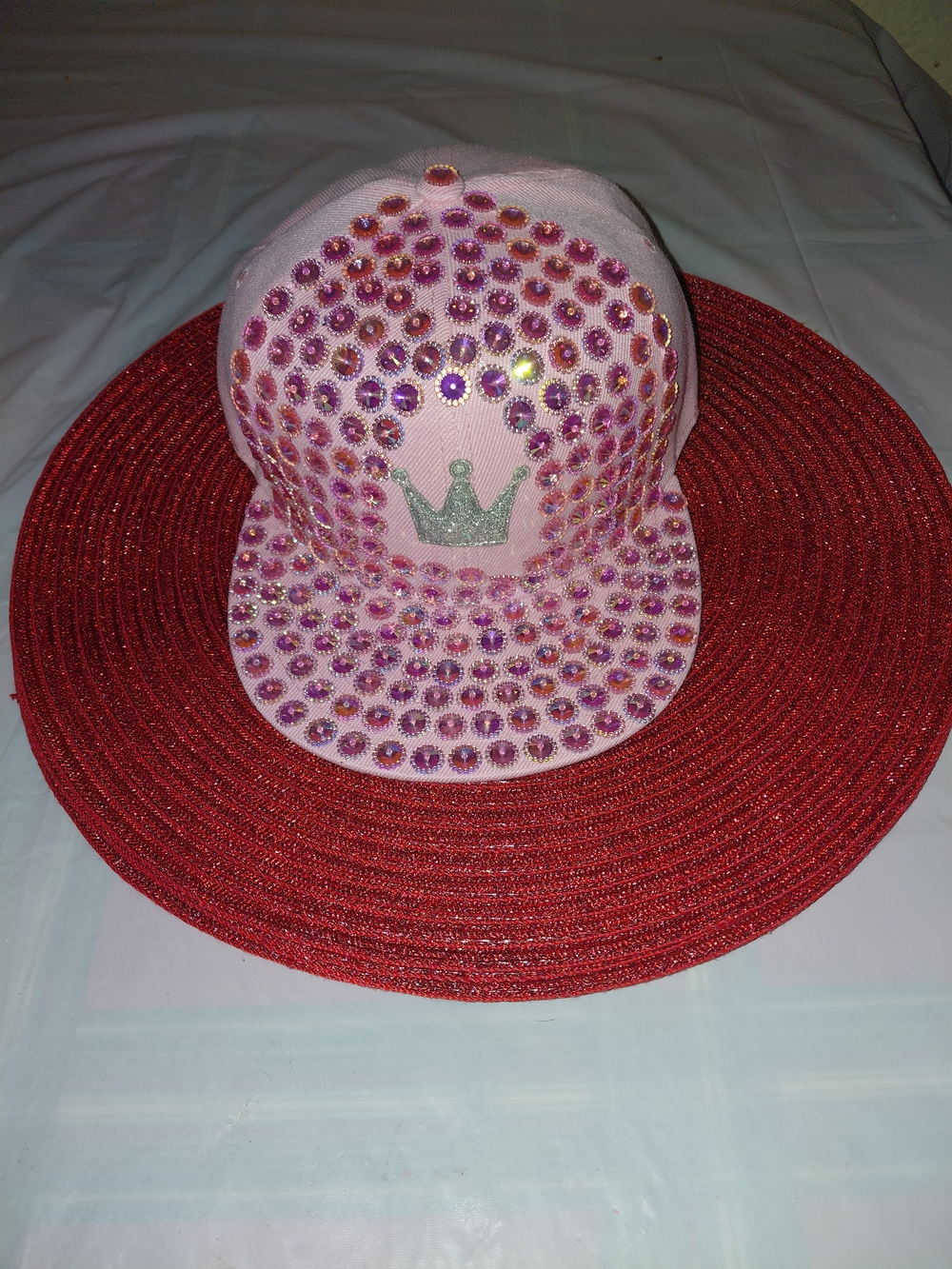 Pink Rhinestone Crown Cap - Women's Bling Baseball Hat